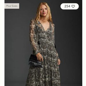 Anthropologie Marais Printed Chiffon Maxi Dress